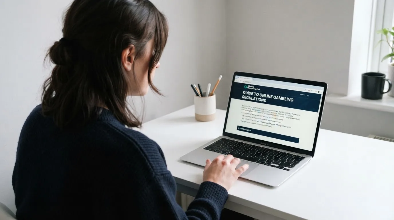 Člověk u notebooku čte informační stránku o online hazardu v Česku — 50, 100, 150, 200 free spins za první vklad